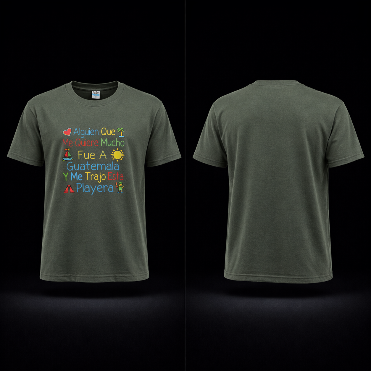 GUATEMALA T-Shirt short sleeve with Frases Chapinas Olive Green Color