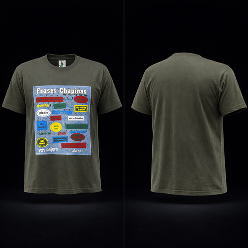 Guatemala Cotton T-shirt unisex with traditional sayings Logo crew neck Green