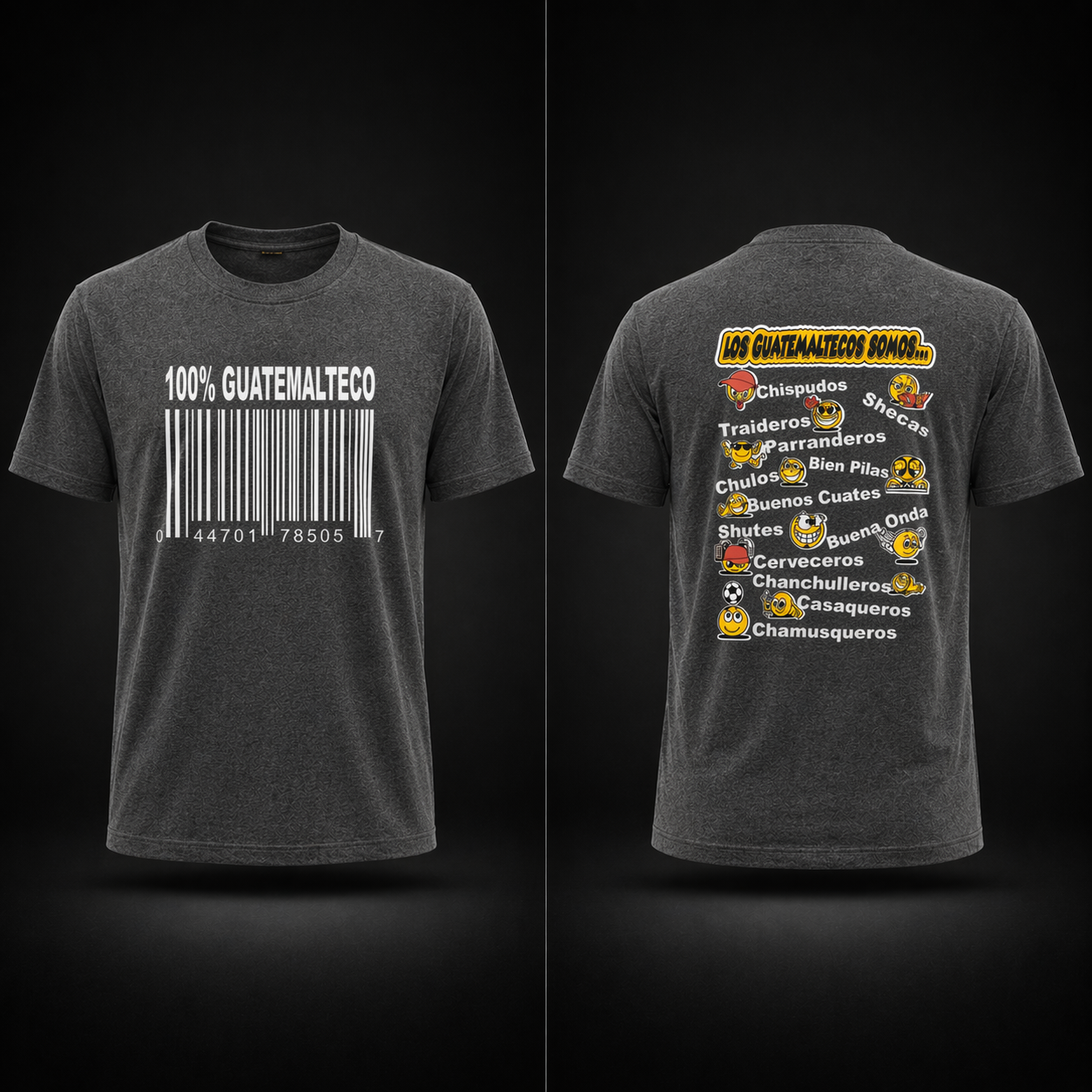 GUATEMALA T-Shirt short sleeve with FRASES CHAPINAS Washed Black