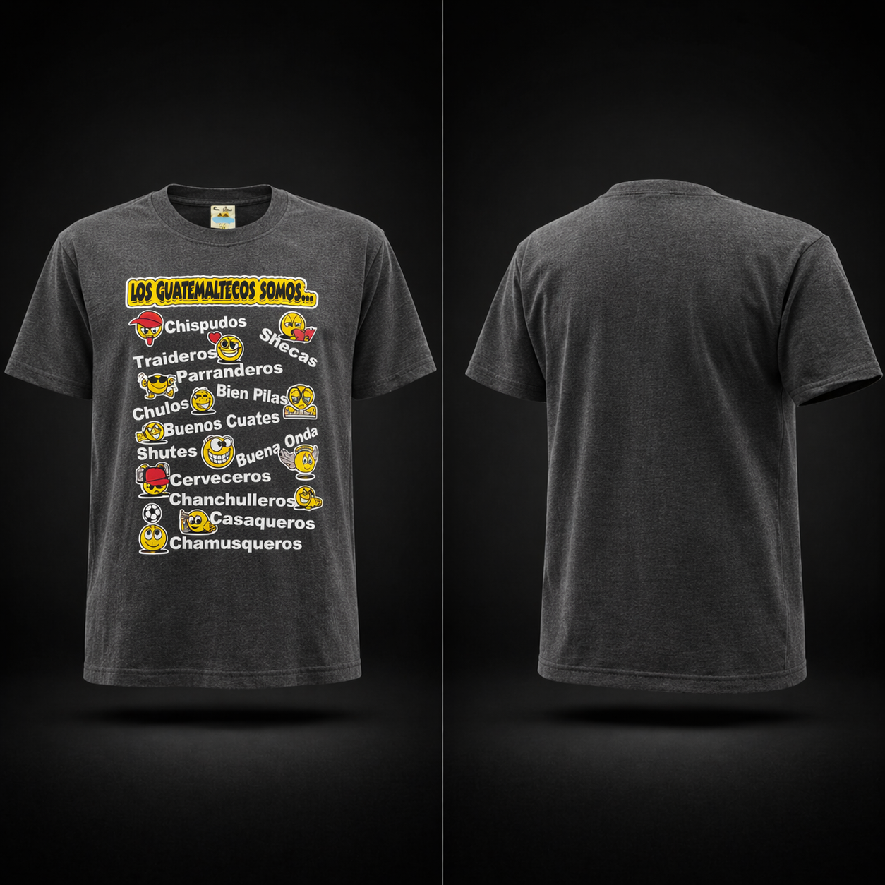GUATEMALA T-Shirt short sleeve with FRASES CHAPINAS Washed Black